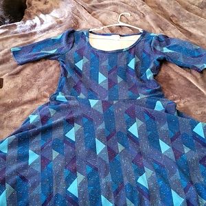 LuLaRoe Blue Geometric Dress XL